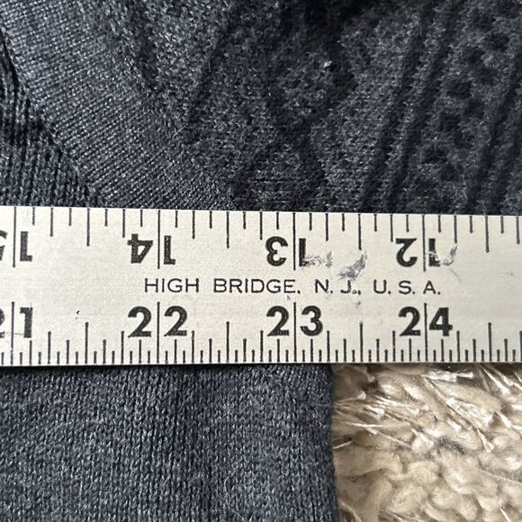 Eddie Bauer Cotton Sweater Charcoal Grey w Black Geometric Pullover UK Sz L Tall - Picture 7 of 8